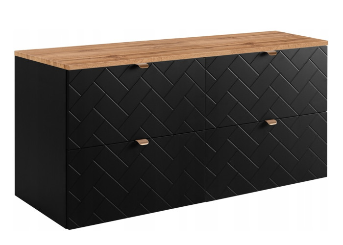 TREND čierny matný B120DC závesná skrinka pod umývadlo 120 cm