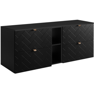 TREND čierny matný B140DB závesná skrinka pod umývadlo 140 cm