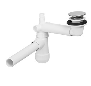 Plochý umývadlový sifón PRELOC 400 Chróm s výpusťou klik klak