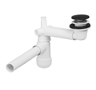 Plochý umývadlový sifón PRELOC 400 Black s výpusťou klik klak