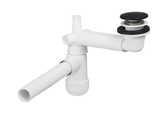 Plochý umývadlový sifón PRELOC 400 Black s výpusťou klik klak Plochý umývadlový sifón PRELOC 400 Black s výpusťou klik klak