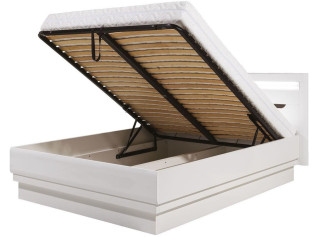 IRMA biela/biely lesk IM16, manželská posteľ s úložným priestorom 160x200 cm