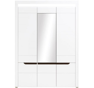 IRMA biela/biely lesk IM14, šatníkovo-policová skriňa