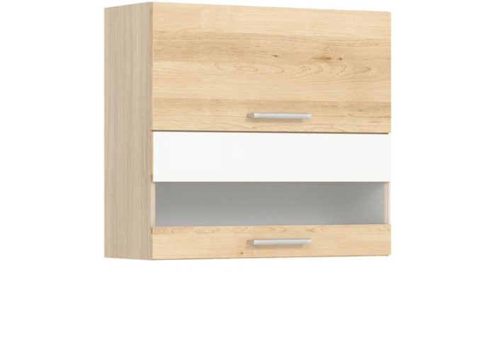 MODENA buk/biely lesk MD09/G80W, horná výklopná skrinka so sklom v šírke 80 cm MODENA buk/biely lesk MD09/G80W, horná výklopná skrinka so sklom v šírke 80 cm