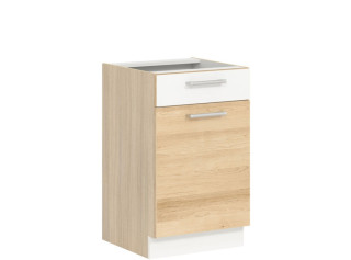 MODENA buk/biely lesk MD15/D50S1, dolná skrinka so zásuvkou v šírke 50 cm