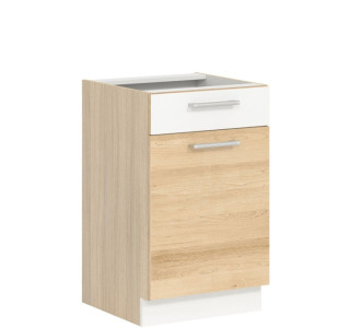 MODENA buk/biely lesk MD15/D50S1, dolná skrinka so zásuvkou v šírke 50 cm