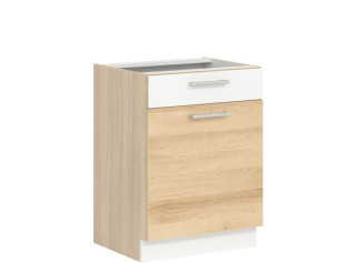 MODENA buk/biely lesk MD16/D60S1, dolná skrinka so zásuvkou v šírke 60 cm