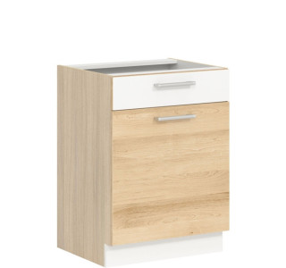 MODENA buk/biely lesk MD16/D60S1, dolná skrinka so zásuvkou v šírke 60 cm