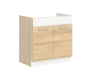 MODENA buk/biely lesk MD19/D80Z, dolná drezová skrinka v šírke 80 cm