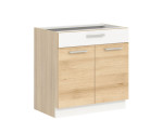MODENA buk/biely lesk MD20/D80S1, dolná skrinka so zásuvkou v šírke 80 cm