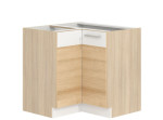 MODENA buk/biely lesk MD21/D90NW, dolná rohová skrinka v šírke 90x90 cm