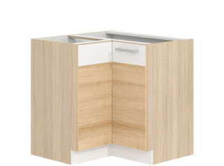MODENA buk/biely lesk MD21/D90NW, dolná rohová skrinka v šírke 90x90 cm