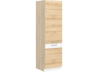 MODENA buk/biely lesk MD22/D60C, vysoká potravinová skrinka v šírke 60 cm