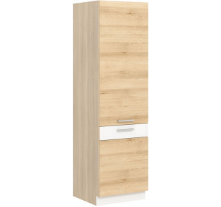 MODENA buk/biely lesk MD22/D60C, vysoká potravinová skrinka v šírke 60 cm