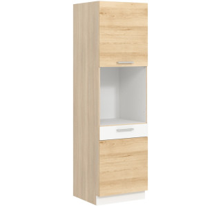 MODENA buk/biely lesk MD29/D60P, vysoká potravinová skrinka na vstavanú rúru v šírke 60 cm