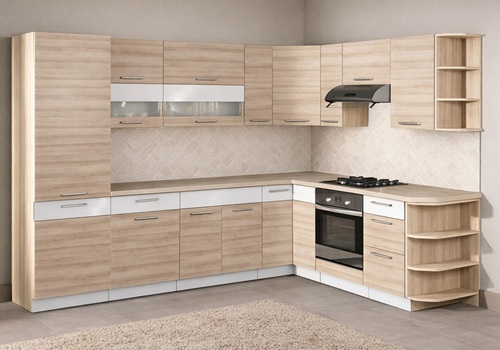 MODENA buk/biely lesk, sektorová kuchyňa