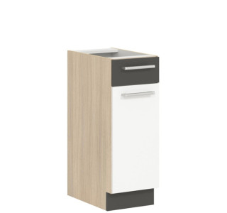 MODENA biely lesk/grafit matný MD12/D30S1, dolná skrinka so zásuvkou v šírke 30 cm