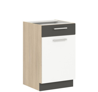 MODENA biely lesk/grafit matný MD15/D50S1, dolná skrinka so zásuvkou v šírke 50 cm