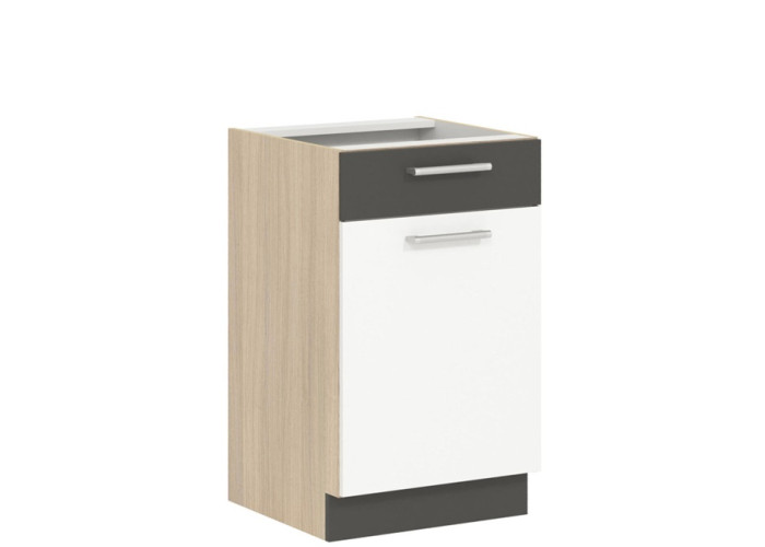 MODENA biely lesk/grafit matný MD15/D50S1, dolná skrinka so zásuvkou v šírke 50 cm