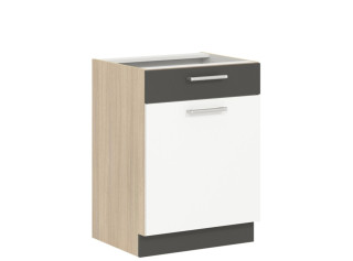 MODENA biely lesk/grafit matný MD16/D60S1, dolná skrinka so zásuvkou v šírke 60 cm