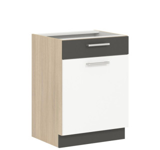 MODENA biely lesk/grafit matný MD16/D60S1, dolná skrinka so zásuvkou v šírke 60 cm