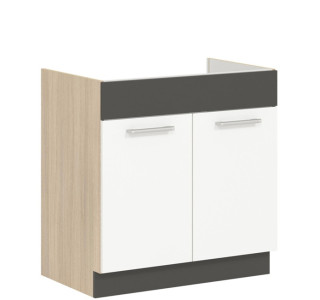 MODENA biely lesk/grafit matný MD19/D80Z, dolná drezová skrinka v šírke 80 cm