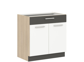 MODENA biely lesk/grafit matný MD20/D80S1, dolná skrinka so zásuvkou v šírke 80 cm