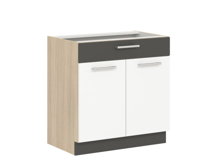 MODENA biely lesk/grafit matný MD20/D80S1, dolná skrinka so zásuvkou v šírke 80 cm