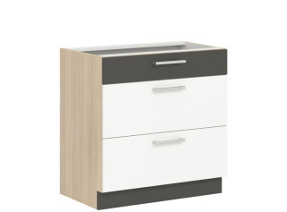 MODENA biely lesk/grafit matný MD28/D80S3, dolná skrinka so zásuvkami v šírke 80 cm