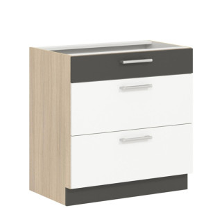 MODENA biely lesk/grafit matný MD28/D80S3, dolná skrinka so zásuvkami v šírke 80 cm
