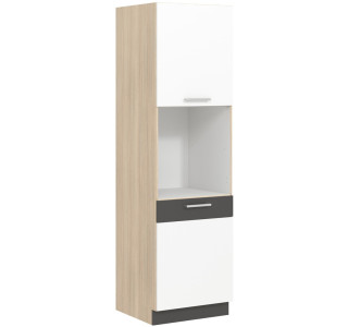 MODENA biely lesk/grafit matný MD29/D60P, vysoká potravinová skrinka na vstavanú rúru v šírke 60 cm