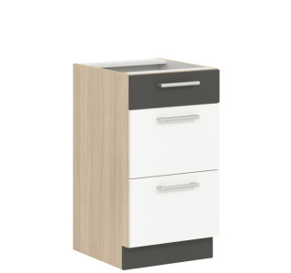 MODENA biely lesk/grafit matný MD14/D45S3, dolná skrinka so zásuvkami v šírke 45 cm