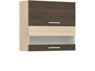 MODENA rijeka tmavá MD09/G80W, horná výklopná skrinka so sklom v šírke 80 cm