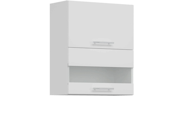 TIFFANY biely lesk T09/G60W, horná výklopná skrinka so sklom v šírke 60 cm