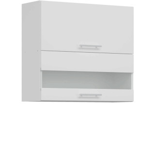 TIFFANY biely lesk T10/G80W, horná výklopná skrinka so sklom v šírke 80 cm