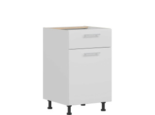 TIFFANY biely lesk T18/D50S1, dolná skrinka so zásuvkou v šírke 50 cm