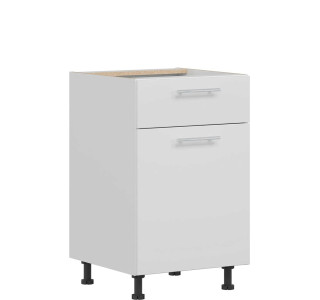 TIFFANY biely lesk T18/D50S1, dolná skrinka so zásuvkou v šírke 50 cm