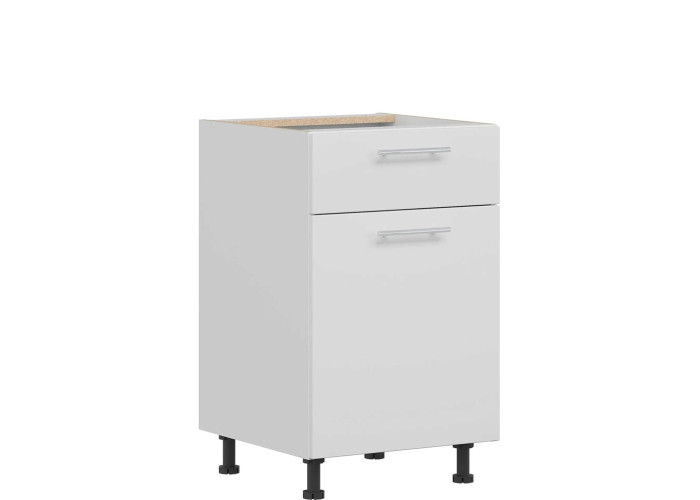 TIFFANY biely lesk T18/D50S1, dolná skrinka so zásuvkou v šírke 50 cm