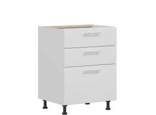 TIFFANY biely lesk T20/D60S3, dolná zásuvková skrinka v šírke 60 cm