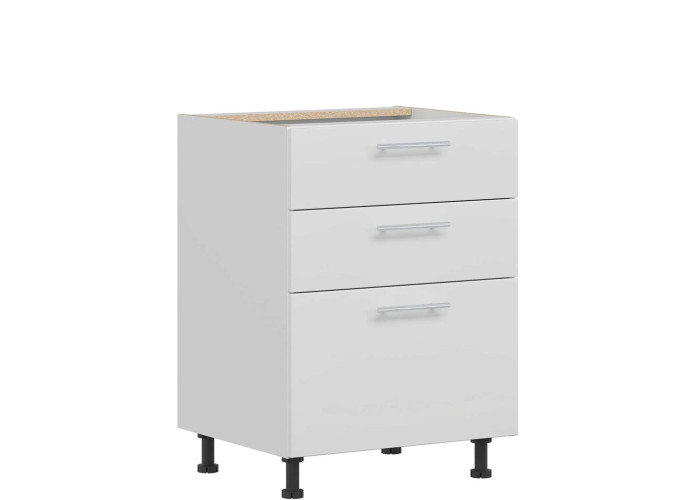 TIFFANY biely lesk T20/D60S3, dolná zásuvková skrinka v šírke 60 cm