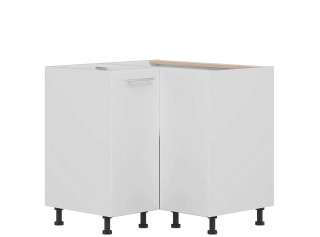 TIFFANY biely lesk T26/D90NW, dolná rohová skrinka v rozmere 90 x 90 cm