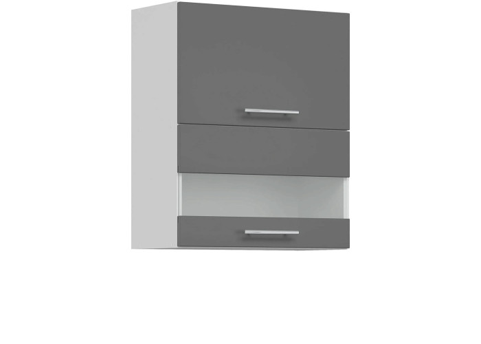 TIFFANY sivý lesk T09/G60W, horná výklopná skrinka so sklom v šírke 60 cm