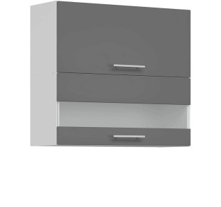 TIFFANY sivý lesk T10/G80W, horná výklopná skrinka so sklom v šírke 80 cm