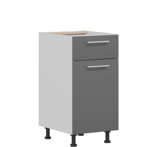 TIFFANY sivý lesk T16/D40S1, dolná skrinka so zásuvkou v šírke 40 cm