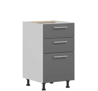 TIFFANY sivý lesk T17/D45S3, dolná zásuvková skrinka v šírke 45 cm