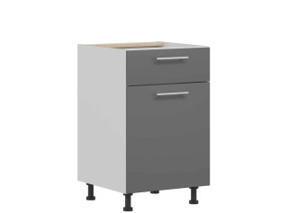 TIFFANY sivý lesk T18/D50S1, dolná skrinka so zásuvkou v šírke 50 cm