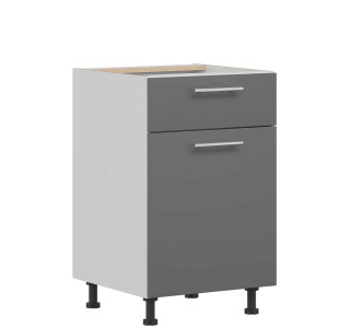 TIFFANY sivý lesk T18/D50S1, dolná skrinka so zásuvkou v šírke 50 cm