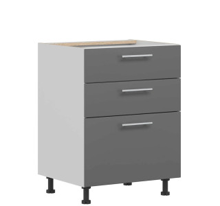 TIFFANY sivý lesk T20/D60S3, dolná zásuvková skrinka v šírke 60 cm