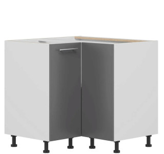 TIFFANY sivý lesk T26/D90NW, dolná rohová skrinka v rozmere 90 x 90 cm