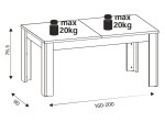 NOEL ST04, rozkladací jedálenský stôl 160-200x90 cm